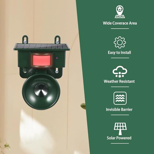Motion Sensor Pigeon Woodpecker Bird Deterrent Outdoor Waterproof Solar Ultrasonic Repellent for Squirrel Cat Dog Deer S