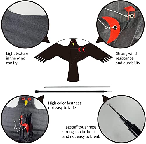 Flying kite with pole for crop protection - farm bird scarer
| Bird hawk flying kite with 4m pole - crop protector
| Fl