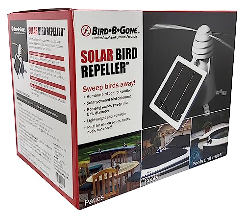 Bird B Gone - Solar Bird Repeller - Humane Repellent for Boats and Patios - Portable Design - Solar Powered - Prevents B