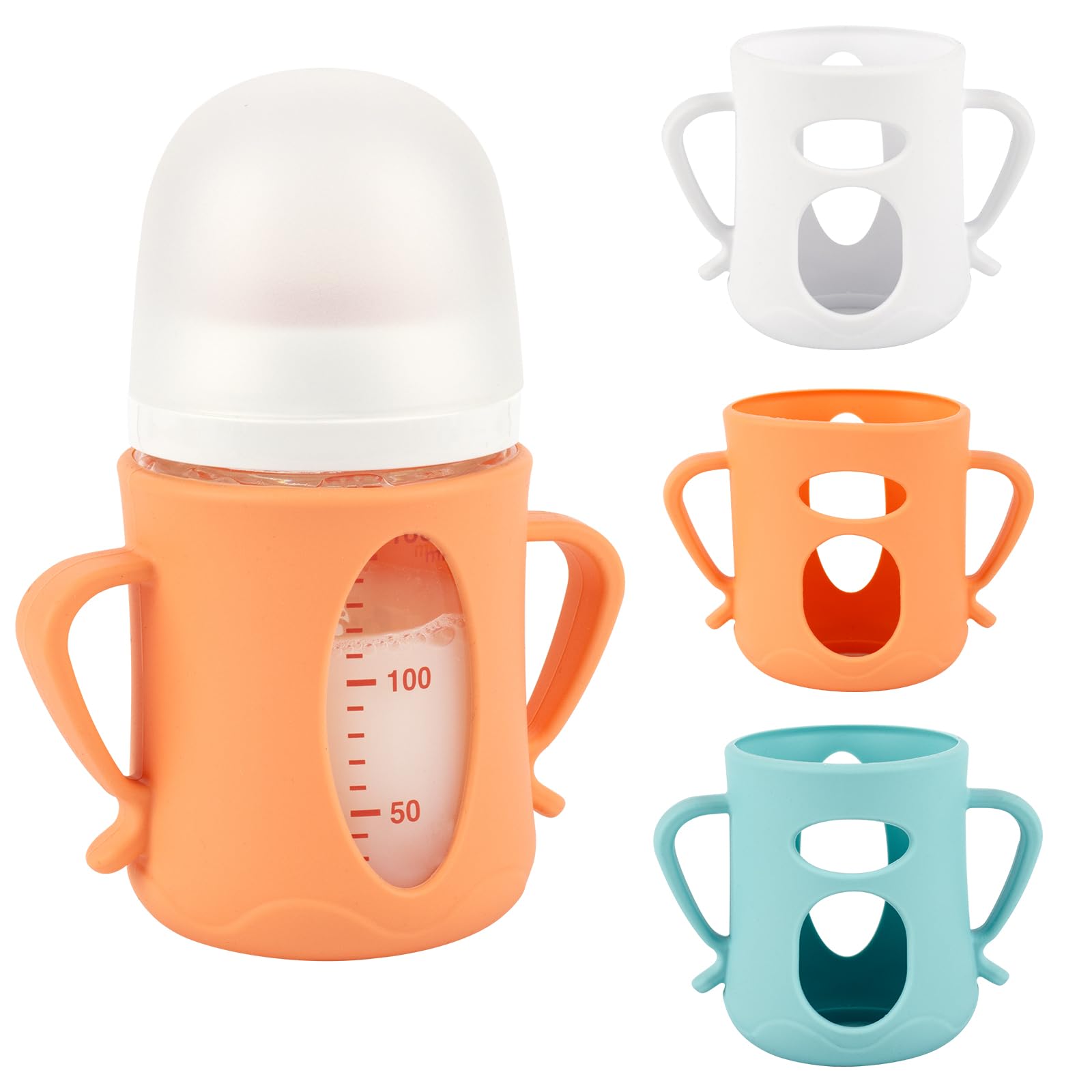 3 Pack Silicone Sleeves for Pigeon Glass Bottle - Anti Breakage Baby Bottle Holder with Handle - 5.4oz
| Pigeon Glass B